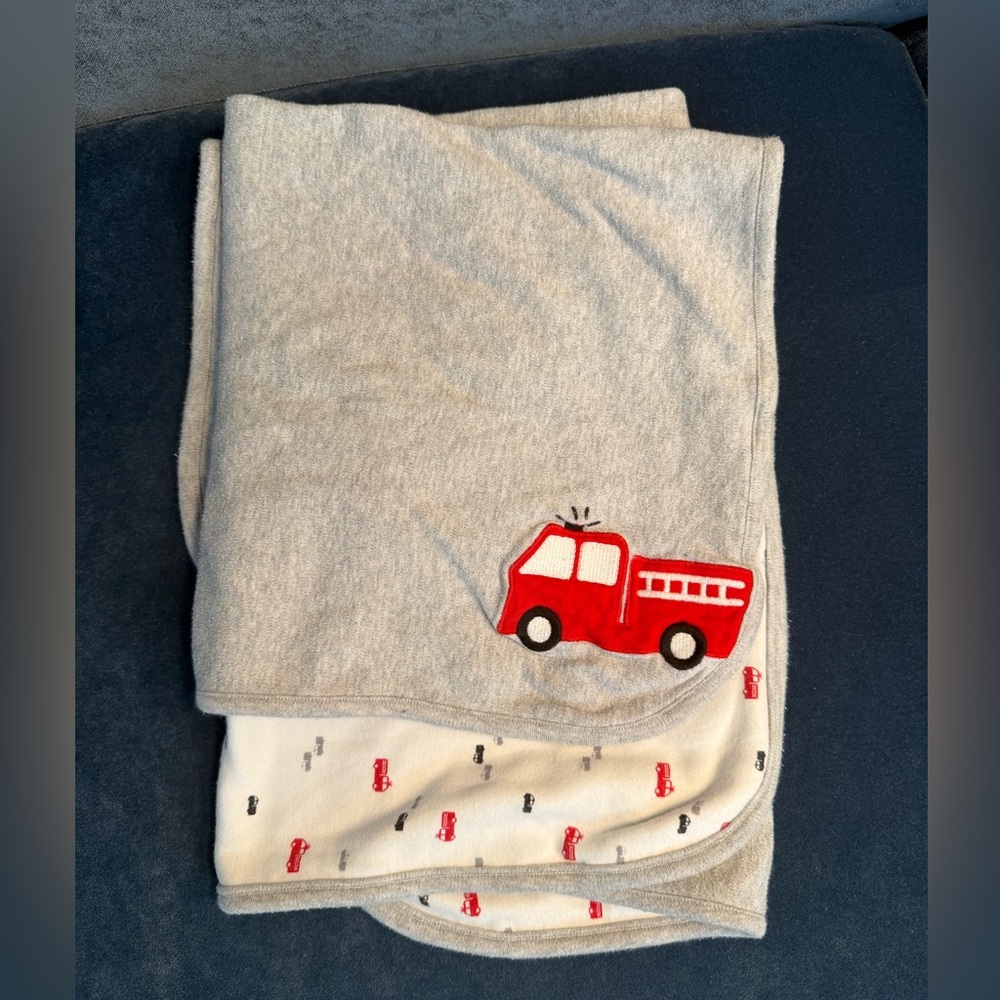 Carter's Gray and Red Fire Truck Blanket